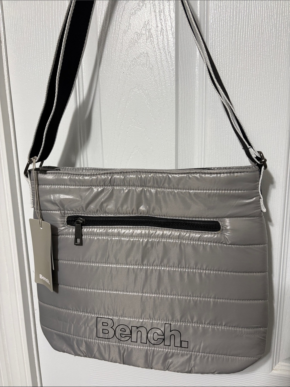 Bench Silver Quilted Crossbody Shoulder Bag